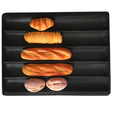 RK Bakeware China Foodservice NSF Nonstick 5 Flute Perforated Aluminium Pergette Bread Tray