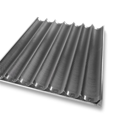 RK Bakeware China Foodservice NSF Siicone Glazed 800 * 600mm 8 Flutes Channel Aluminium French Baguette Baking Tray