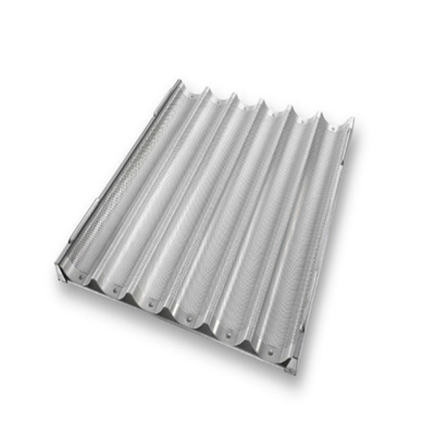 RK Bakeware China Foodservice NSF Siicone Glazed 800 * 600mm 8 Flutes Channel Aluminium French Baguette Baking Tray